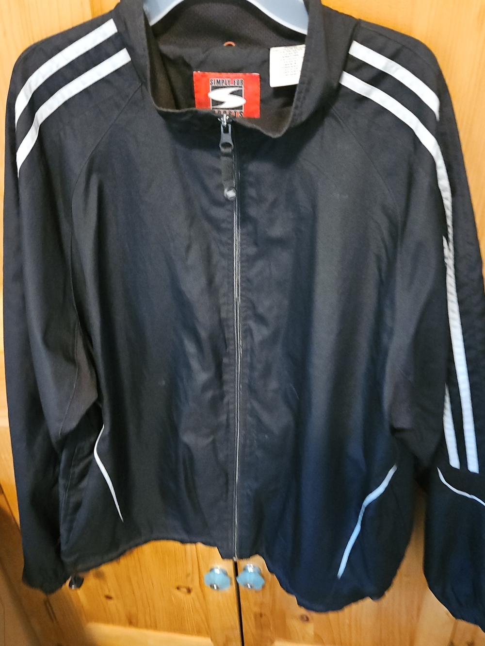 Men's Black Track Jacket with White Accents
